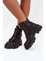 Dámské botky Artiker – černá/zlatá ozdobou, zateplené Dámské botky Artiker – černá/zlatá ozdobou, zateplené