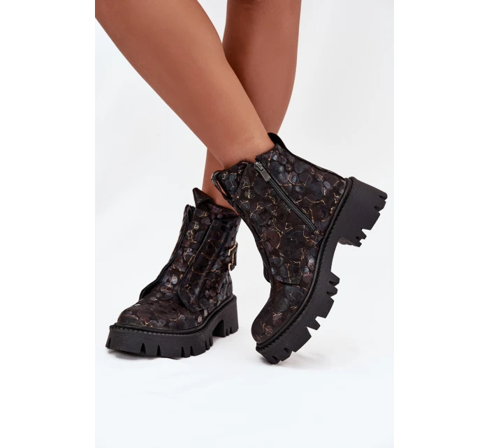 Dámské botky Artiker – černá/zlatá ozdobou, zateplené Dámské botky Artiker – černá/zlatá ozdobou, zateplené