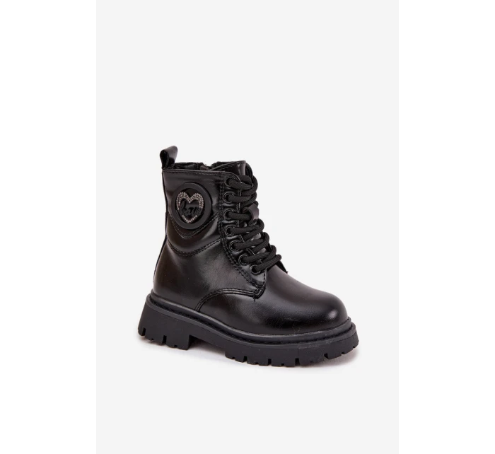 Dívčí zateplené botky s ozdobou LOVE – černé Rosaira Dívčí zateplené botky s ozdobou LOVE – černé Rosaira