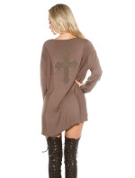 Trendy KouCla oversize sweater with mesh Cross
