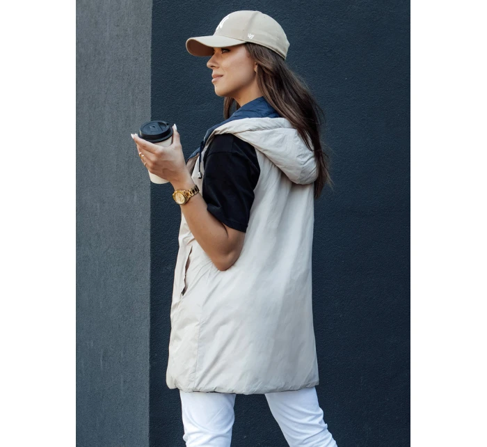 Dámská prošívaná vesta s kapucí MELANI navy blue FashionStreet TY4519