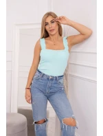 Halenka bez ramínek s volánky v mátové barvě Halenka bez ramínek s volánky v mátové barvě