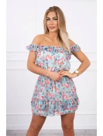 Španělské šaty do pasu v mátové barvě