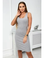 Halenka + pruhované šaty šedé