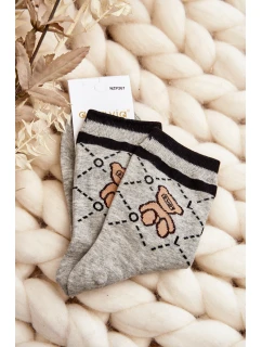 Dámské Ponožky S Vzorem A Medvídkem Šedé