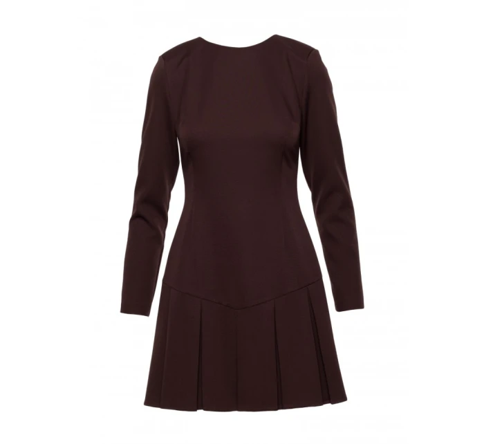 M872 Šaty s obrácenými záhyby - hnědé