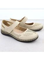 Dámská prolamovaná obuv na suchý zip béžová Unisoft 7026