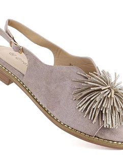 Dámské ploché sandály s flitry khaki Potocki model 22072419