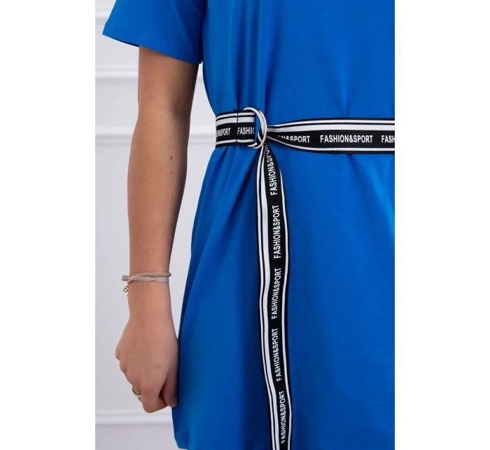 Šaty s ozdobným pruhem chrpově modré barvy Šaty s ozdobným pruhem chrpově modré barvy