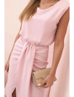 Dámská pruhovaná bavlněná šaty s V výstřihem a knoflíky tmavě mátová