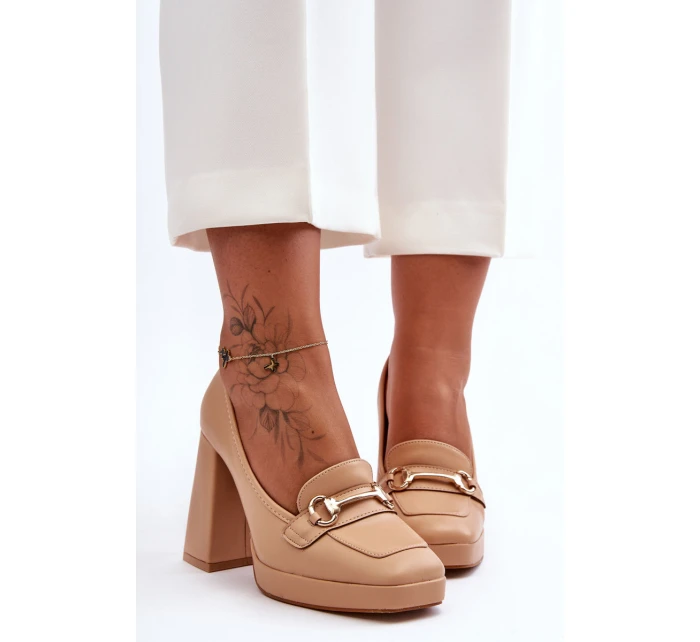 Módní kožené lodičky Nude Rouse
