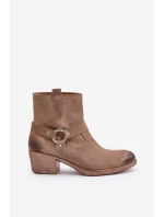 Semišové Zateplené Kotníkové Boty Na Podpatku Béžové model 21673755 - Zazoo