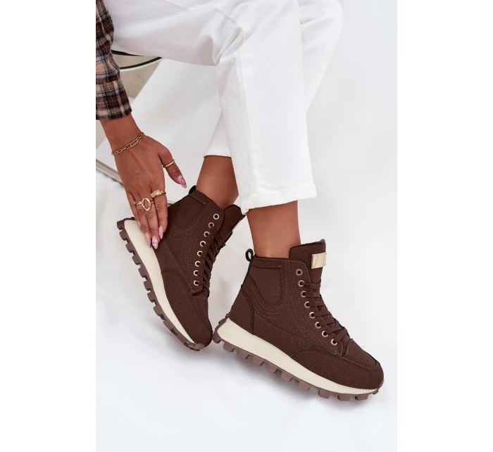 Zateplené dámské trapery na platformě hnědé model 21712197 - Boto