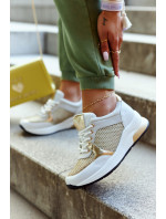 Módní sportovní obuv Dámské tenisky Bílá a zlatá Danielle