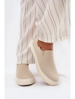 Dámské slip-on tenisky Big Star – béžové Dámské slip-on tenisky Big Star – béžové