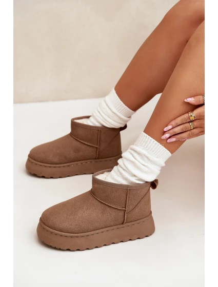 Dámské sněhule na platformě s kožíškem Vesirae – khaki