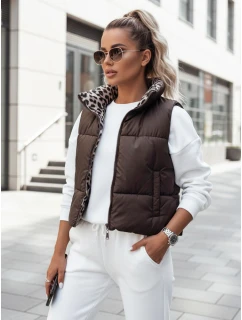 Dámská přechodná krátká prošívaná oboustranná kávová vesta LEOVELLA FashionStreet TY4648