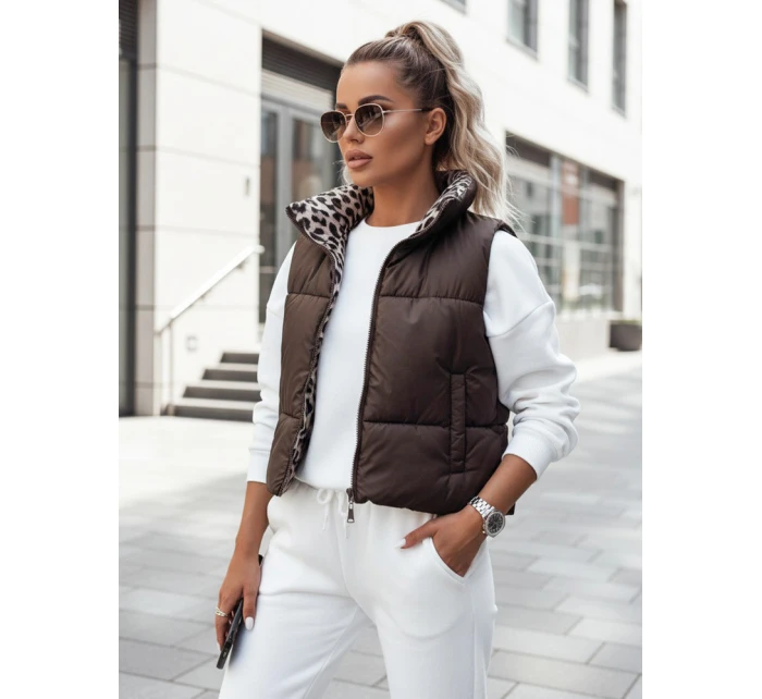 Dámská přechodná krátká prošívaná oboustranná kávová vesta LEOVELLA FashionStreet TY4648 Dámská přechodná krátká prošívaná oboustranná kávová vesta LEOVELLA FashionStreet TY4648