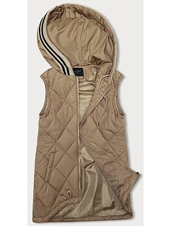 Tmavě béžová vesta s ozdobnou kapucí model 18942046 - J.STYLE