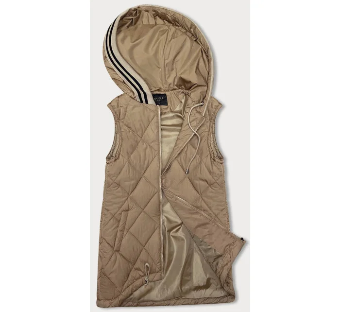 Tmavě béžová vesta s ozdobnou kapucí model 18942046 - J.STYLE