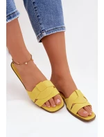 Dámské ploché sandály s pásky Eko Zamszové Žluté model 21937439 - Boto