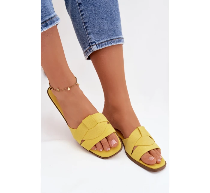 Dámské ploché sandály s pásky Eko Zamszové Žluté model 21937439 - Boto