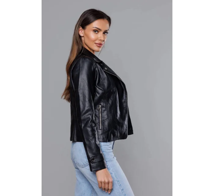 Černá dámská bunda s klopami model 18140992 - J.STYLE