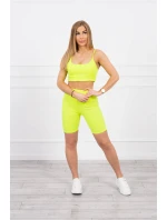 Souprava s kalhotami s vysokým pasem žluté neonové barvy