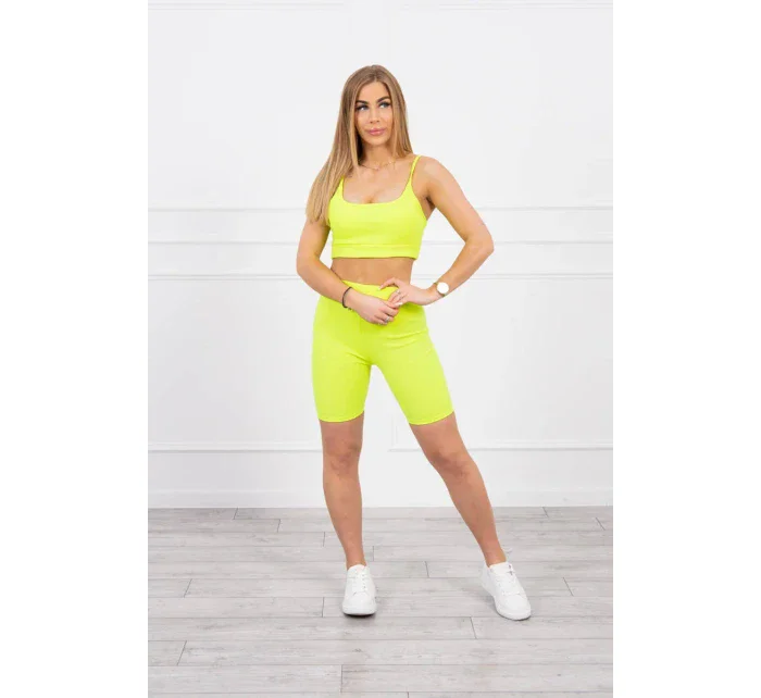 Souprava s kalhotami s vysokým pasem žluté neonové barvy