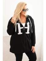 Dámská mikina Plus Size bavlněná s kapucí a velkým model 21399802 H černá - K-Fashion