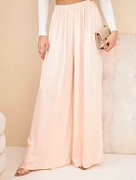Dámské viskózové široké kalhoty s gumou v pase meruňkové