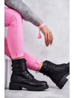 Dámské teplé kožené kozačky černe model 21598122 - Boto