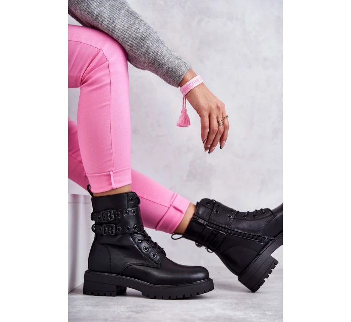 Dámské teplé kožené kozačky černe model 21598122 - Boto