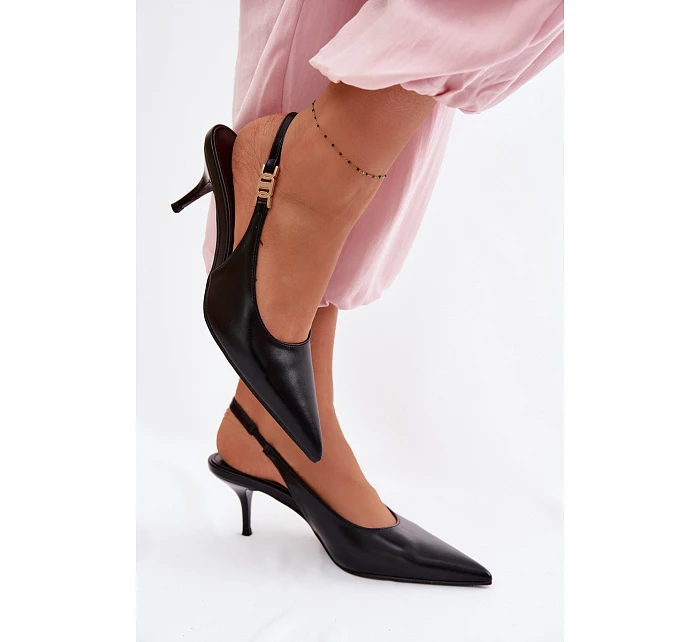 Dámské sandály z umělé kůže na podpatku Černé model 22102984 - Boto
