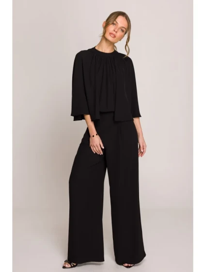 Kombinéza s širokými rukávy a zády černá model 20966199 - STYLOVE
