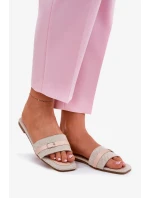 Dámské ploché pantofle s páskem a přezkou – béžové Zilina Dámské ploché pantofle s páskem a přezkou – béžové Zilina