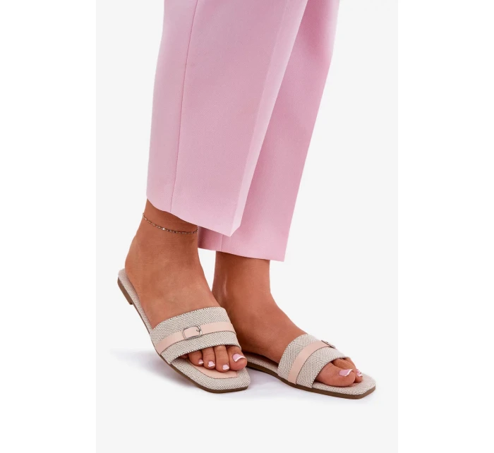 Dámské ploché pantofle s páskem a přezkou – béžové Zilina Dámské ploché pantofle s páskem a přezkou – béžové Zilina