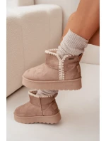 Dámské sněhule na platformě s prošíváním Big Star – béžové