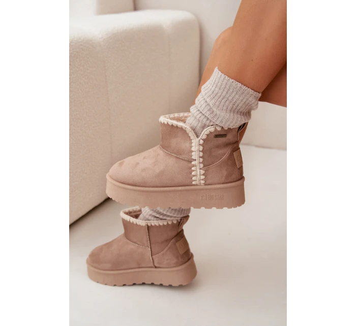 Dámské sněhule na platformě s prošíváním Big Star – béžové