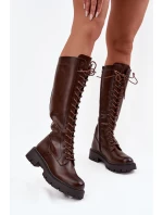 Dámské zateplené šněrovací kozačky Meliora – čokoládové, eko semiš Dámské zateplené šněrovací kozačky Meliora – čokoládové, eko semiš