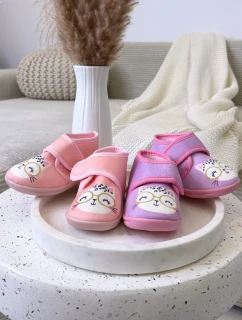 Dětské bačkory na suchý zip – růžové Katline