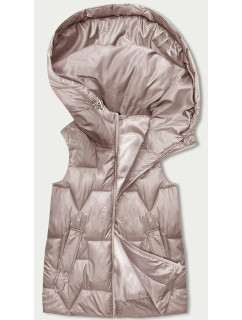 Bledě růžová dámská vesta s kapucí (B8171-51)