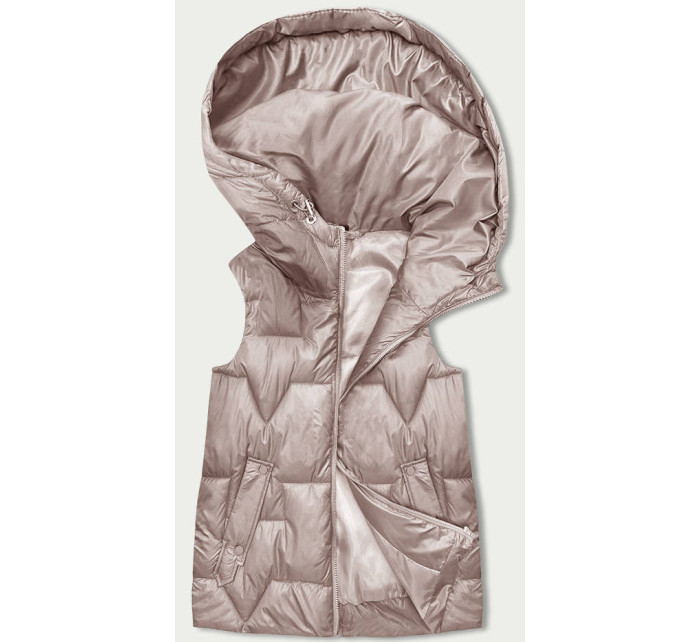 Bledě růžová dámská vesta s kapucí (B8171-51)