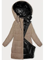 Černobéžová hrubší oboustranná dámská zimní bunda model 21245891 - MELYA MELODY Černobéžová hrubší oboustranná dámská zimní bunda model 21245891 - MELYA MELODY