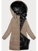 Černobéžová hrubší oboustranná dámská zimní bunda model 21245891 - MELYA MELODY