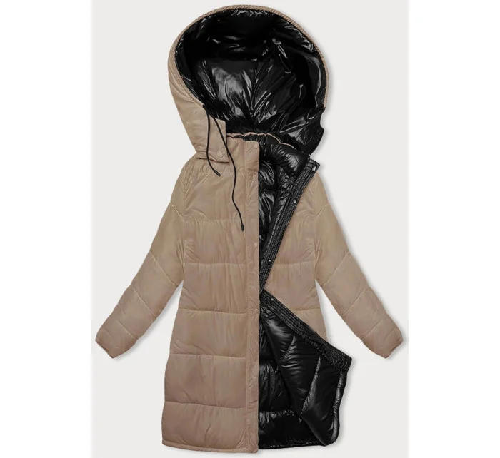 Černobéžová hrubší oboustranná dámská zimní bunda model 21245891 - MELYA MELODY