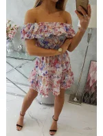 Květinové šaty s odhalenými rameny tmavě růžové Květinové šaty s odhalenými rameny tmavě růžové