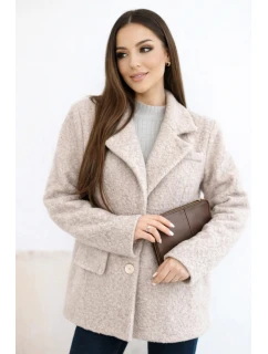 Dámská bunda z měkkého model 21954918 s límcem tmavě béžová - K-Fashion