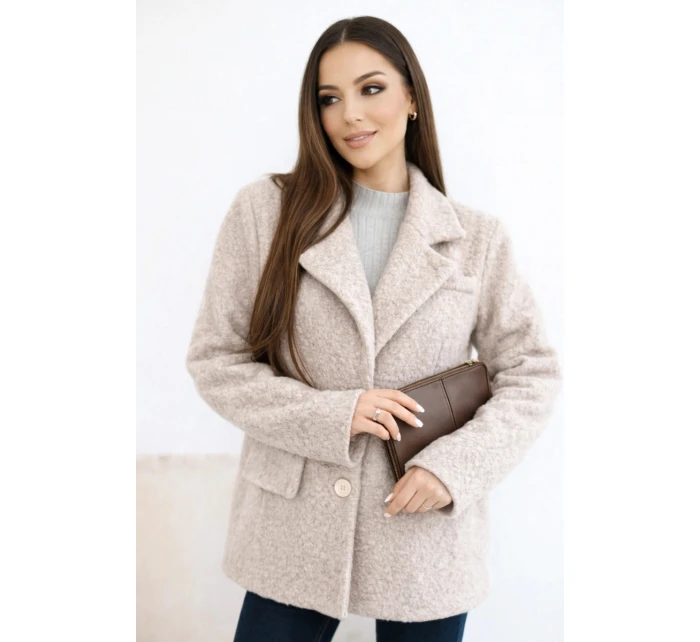 Dámská bunda z měkkého model 21954918 s límcem tmavě béžová - K-Fashion