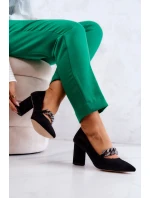 Semišové lodičky S řetízkem černý model 21581664 - S.Barski